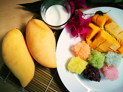 slices of mango on plate thumbnail