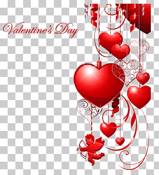 Valentine's Day Heart , Valentines Day Decor with Hearts and Cupid , red Valentines Day illustration PNG clipart