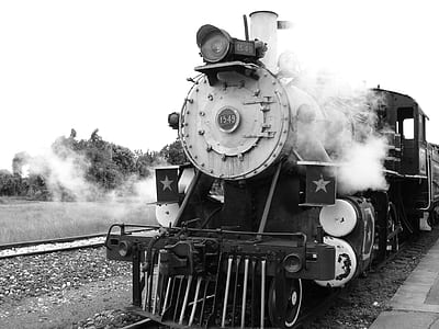 grayscale photography train thumbnail