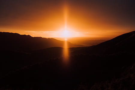 aerial photography of silhouette of mountain thumbnail