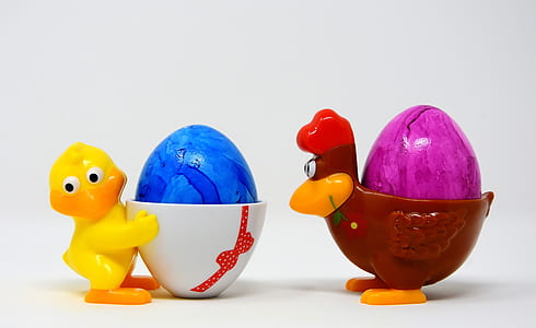 bird and chicken ceramic cups with painted eggs thumbnail