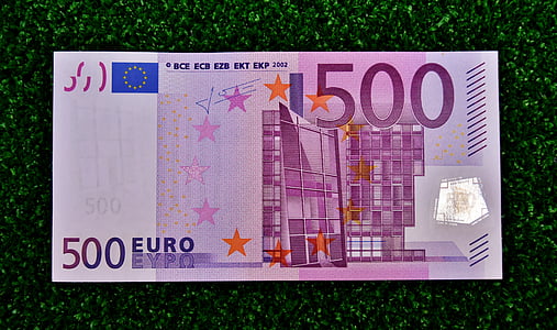 500 Euro banknote on green textile thumbnail