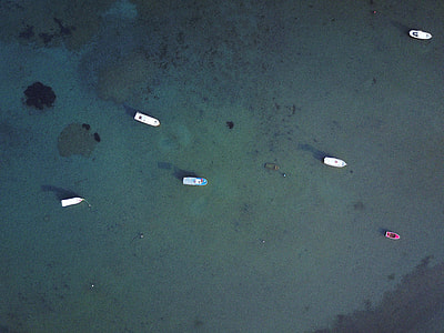 six row boats roaming on body of water thumbnail