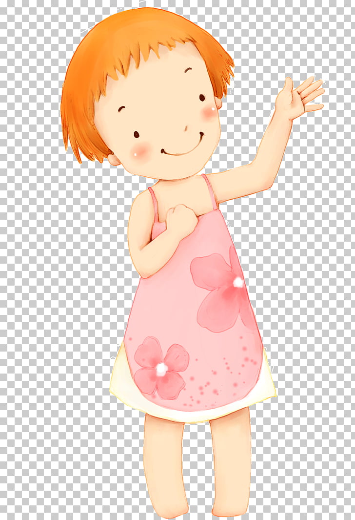 Girl Cartoon Illustration A Short Hair Girl With A Pink Skirt Png
