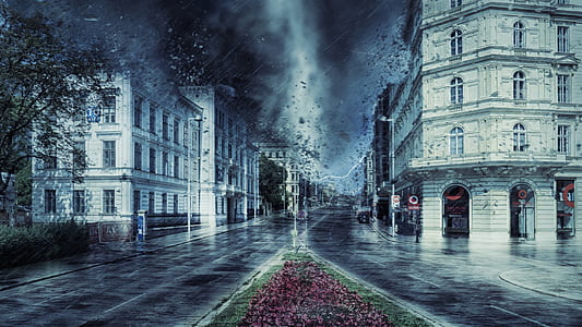 ruined white buildings during night time digital wallpaper thumbnail