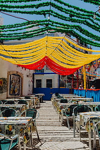 Streets decorated for the Saint Anthony Feast in Lisbon, Portugal thumbnail