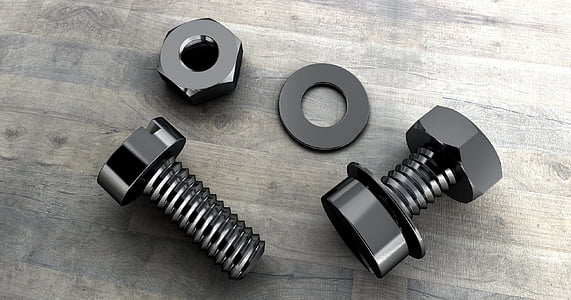 two black metal nut, bolts, and washer thumbnail