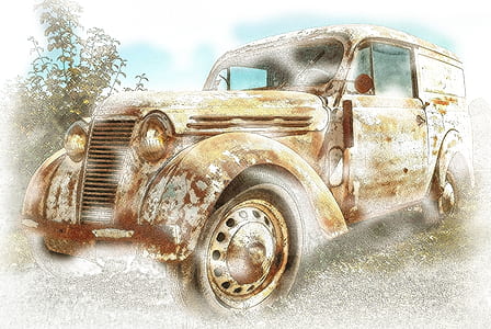vintage brown vehicle painting thumbnail