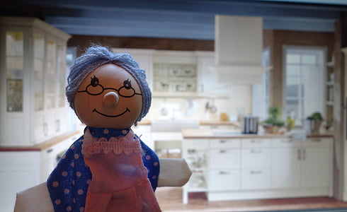 doll, grandma, kitchen, children toys, wood, play thumbnail