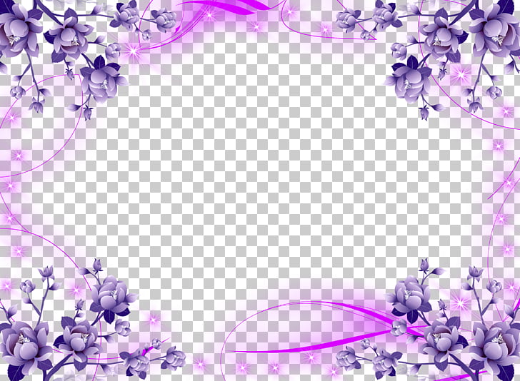 Borders and Frames Wedding invitation Frames Flower , lavender, purple petaled flowers border illustration PNG clipart