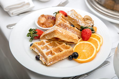 Waffles And Fruit Breakfast Photo thumbnail