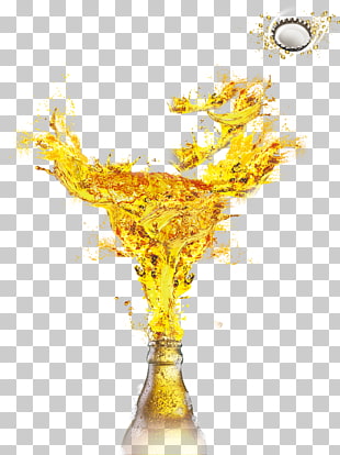 Beer head Beer glassware , Beer splash, time lapse photo of yellow liquid splashing from bottle PNG clipart