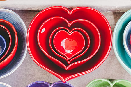 heart shape red ceramic bowls thumbnail