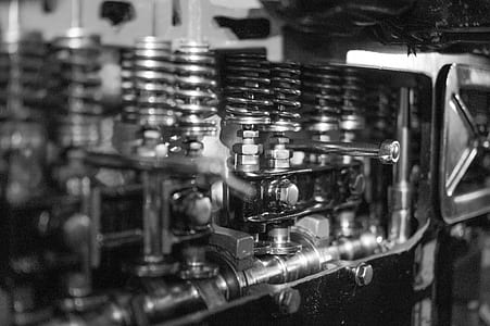black-and-white, metal, steel, machine thumbnail