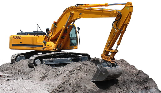 yellow excavator on hump at daytime thumbnail