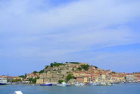 panoramic photo of city surrounded by water thumbnail