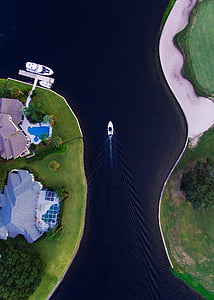 top view of boat on body of water thumbnail