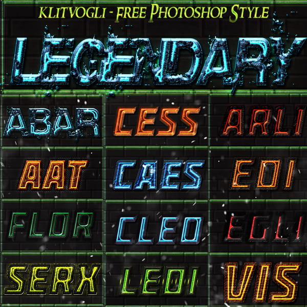 Free legendary photoshop style text effect psd file