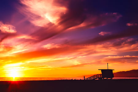 silhouette of house during sunset thumbnail