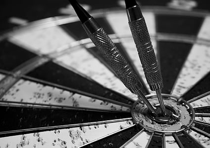 grayscale photo of dart pins thumbnail