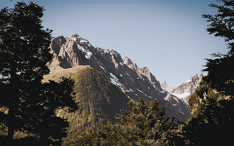 mountain behind trees thumbnail