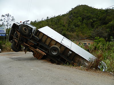 crashed white box truck at daytime thumbnail