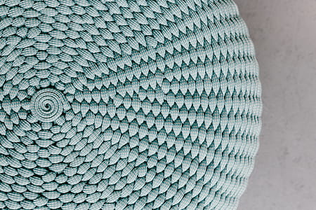 Blue knitted pouf thumbnail