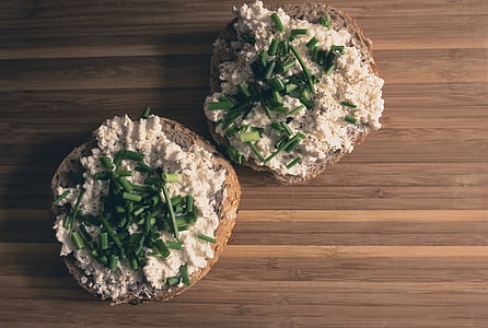 bread with vegetable on brown surface thumbnail