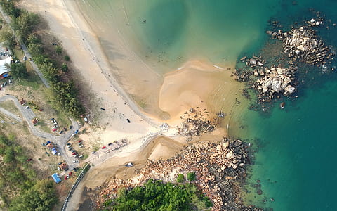 sea, bird's eye view, beach, sand thumbnail