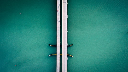 aerial photography of gray concrete bridge thumbnail