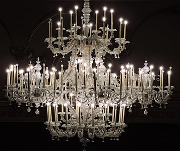turned-on photo of uplight chandelier thumbnail