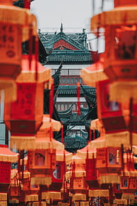 selective focus photography of pagoda temple at distance thumbnail