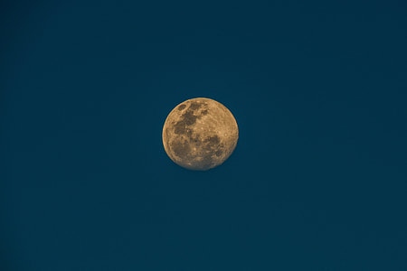 focus shot of moon in clear sky during nighttime thumbnail