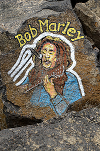 Bob Marley painting on stone thumbnail