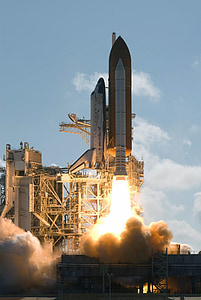 white and orange space rocket about to launch thumbnail