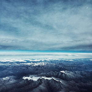 bird's-eye view of snowy mountain thumbnail
