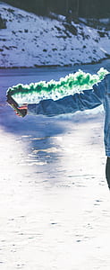 smoke, green, flare, snow thumbnail