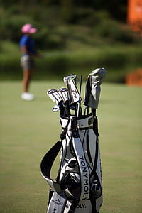 tilt shift lens photo of golf club set thumbnail