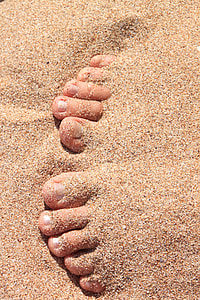 human feet filled with beach sand thumbnail