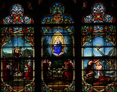 multicolored religious stained glass decor thumbnail