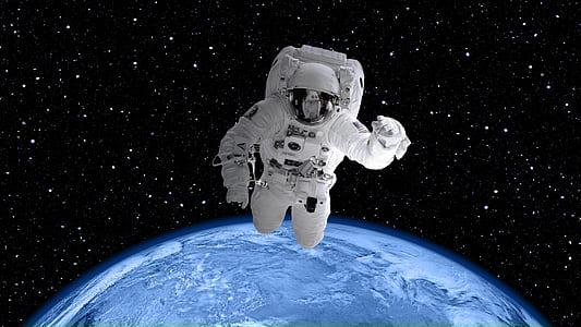 astronaut in suit outside planet Earth thumbnail