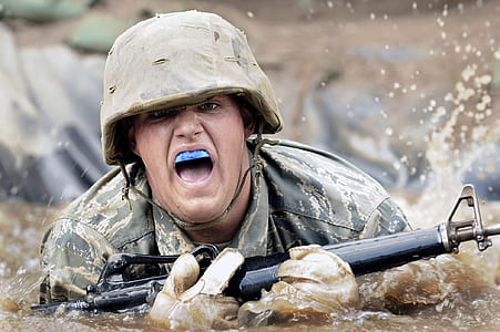 man in gray camouflage suit thumbnail