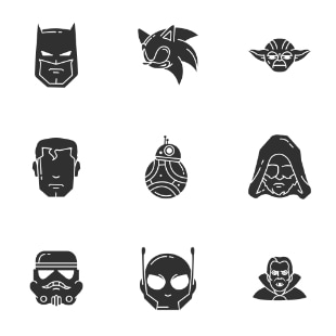 Famous Characters - Add-On Vol. 2 - Glyph svg vector icon sets