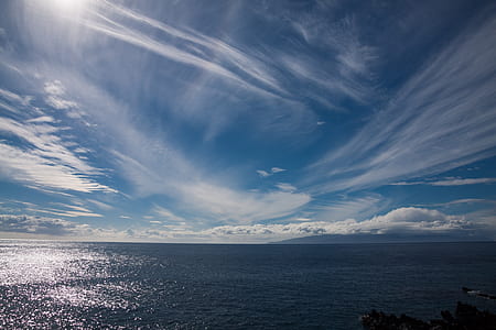 ocean under white and blue sky thumbnail