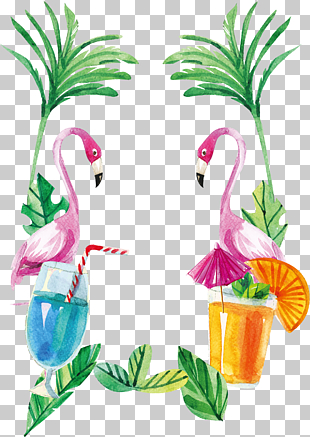 Flamingos Euclidean , Hand painted watercolor flamingo border, flamingo PNG clipart