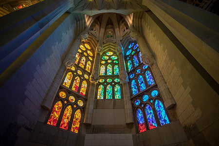low-angle photography of mosaic glass wall thumbnail