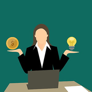 Business woman weighing her options. thumbnail