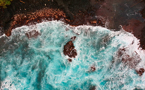 bird's eye view of shore with waves thumbnail