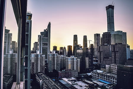 aerial view of city during sunrise thumbnail
