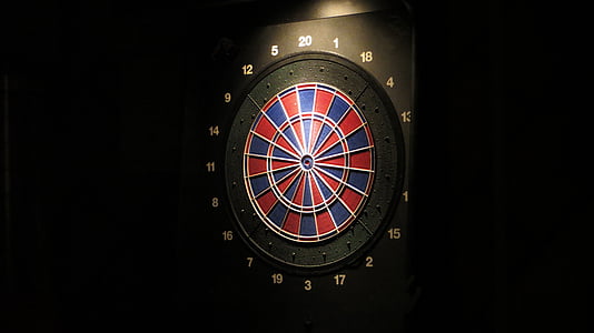round black, red, and blue dartboard thumbnail